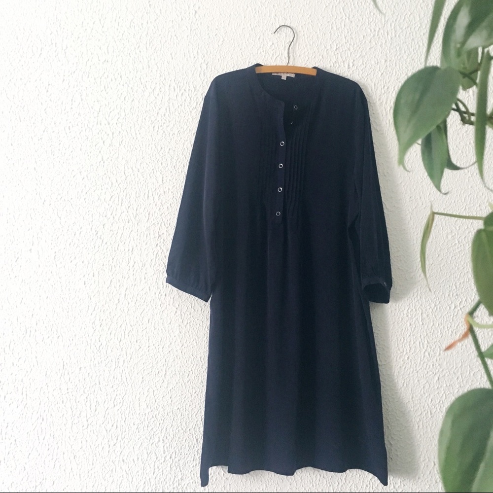 Navy Blue Pintuck Dress